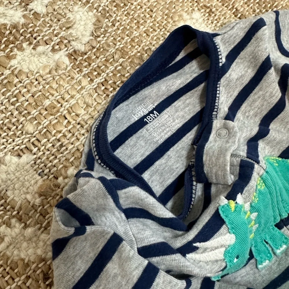 Carter’s Toddler Baby Boy Dinosaur Striped Zip Pjs Sleep Play Footies